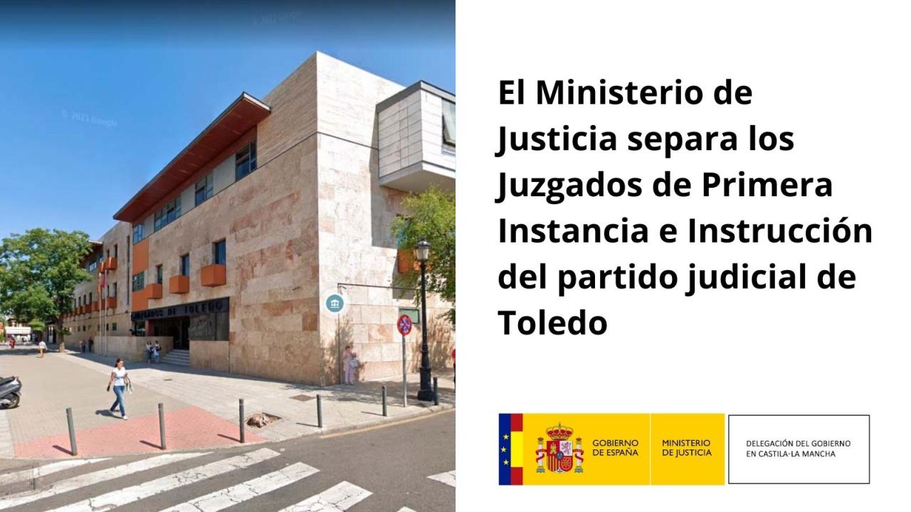 Justicia separa los Juzgados de Primera Instancia e Instrucción del partido judicial de Toledo