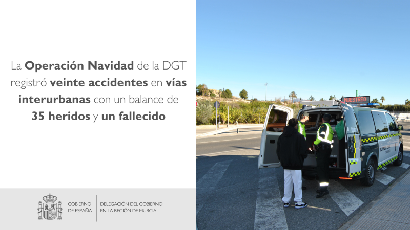 La Operación Navidad de la DGT registró veinte accidentes en vías interurbanas con un balance de 35 heridos y un fallecido 
