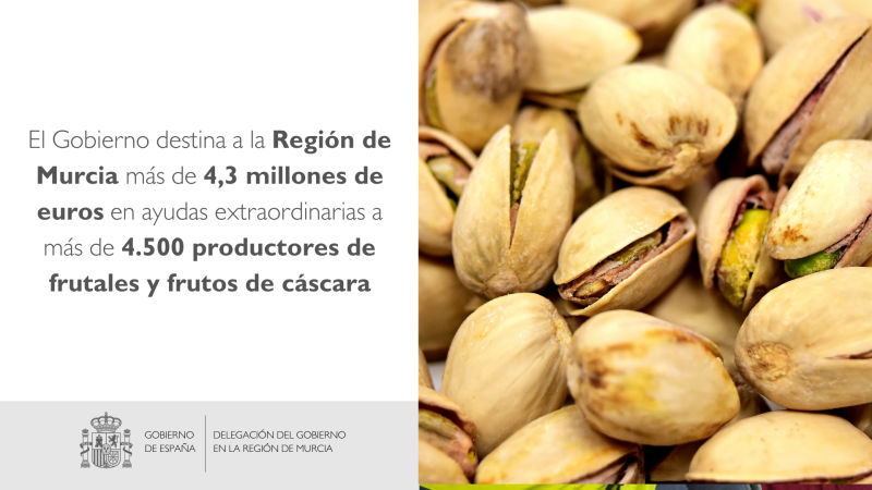 El Gobierno destina a la Región de Murcia más de 4,3 millones de euros en ayudas extraordinarias a más de 4.500 productores de frutales y frutos de cáscara